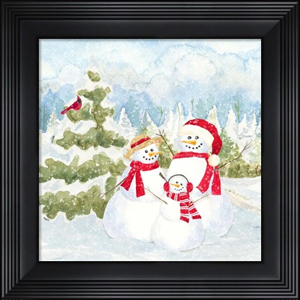 Framed Snowman Wonderland I Family Scene Print