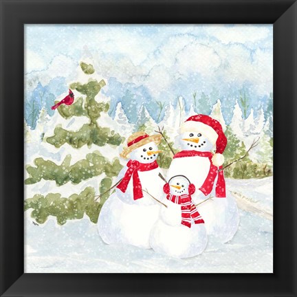 Framed Snowman Wonderland I Family Scene Print