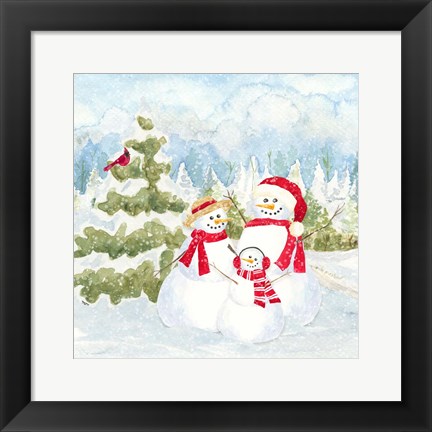 Framed Snowman Wonderland I Family Scene Print