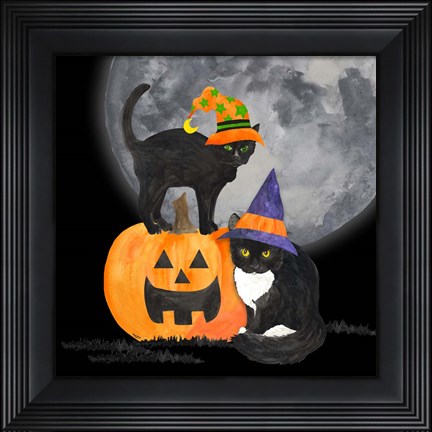 Framed Fright Night Friends I Black Cat Print