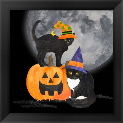 Framed Fright Night Friends I Black Cat Print