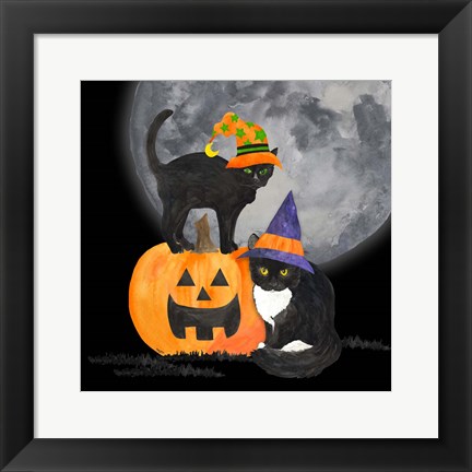 Framed Fright Night Friends I Black Cat Print