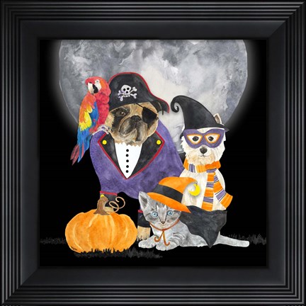Framed Fright Night Friends III Pirate Pug Print
