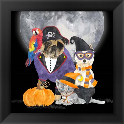 Framed Fright Night Friends III Pirate Pug Print