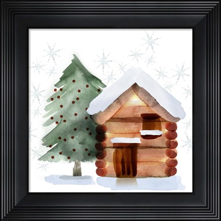 Framed Christmas Hinterland IV Tree &amp; Cabin Print