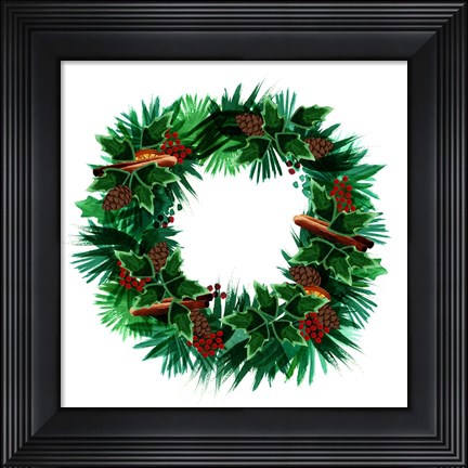 Framed Christmas Hinterland IV Wreath Print