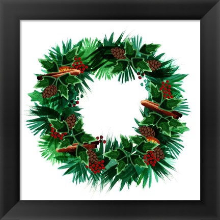 Framed Christmas Hinterland IV Wreath Print