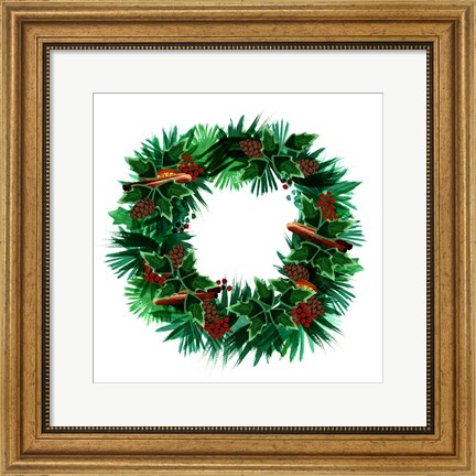Framed Christmas Hinterland IV Wreath Print
