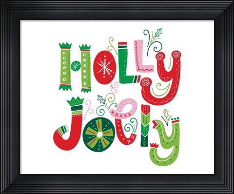 Framed Festive Lettering - Holly Jolly Print