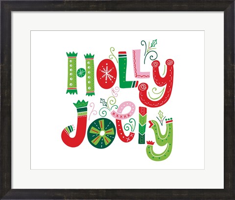 Framed Festive Lettering - Holly Jolly Print