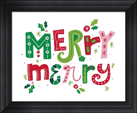 Framed Festive Lettering - Merry Merry Print