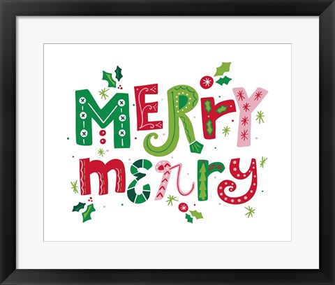 Framed Festive Lettering - Merry Merry Print