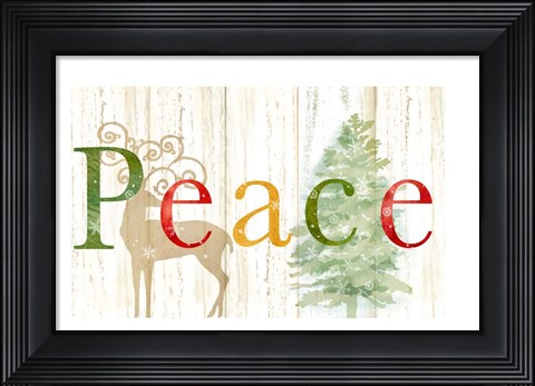 Framed Peace Whitewash Wood sign Print