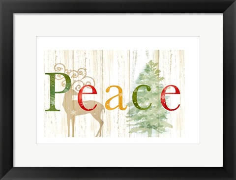Framed Peace Whitewash Wood sign Print