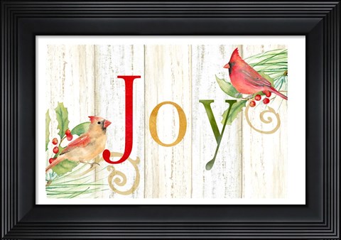 Framed Joy Whitewash Wood sign Print