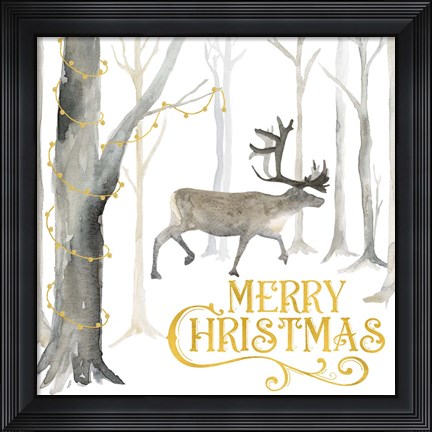 Framed Christmas Forest II Merry Christmas Print