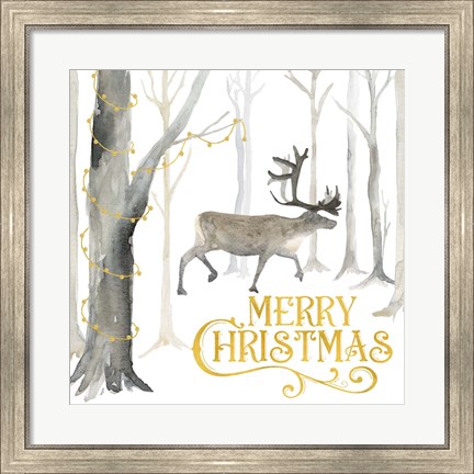 Framed Christmas Forest II Merry Christmas Print