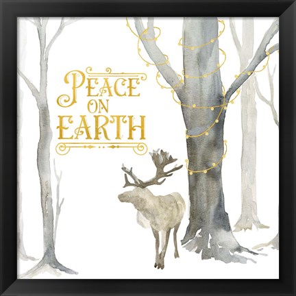 Framed Christmas Forest III Peace on Earth Print