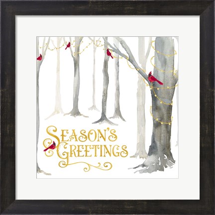 Framed Christmas Forest IV Seasons Greetings Print