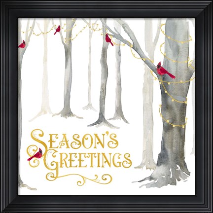 Framed Christmas Forest IV Seasons Greetings Print