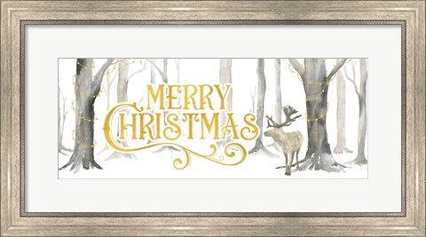 Framed Christmas Forest panel I-Merry Christmas Print