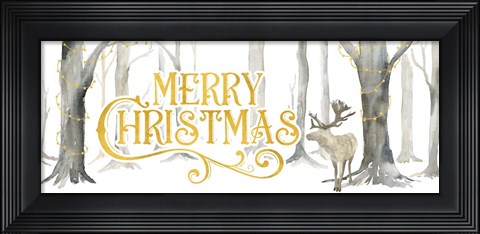 Framed Christmas Forest panel I-Merry Christmas Print
