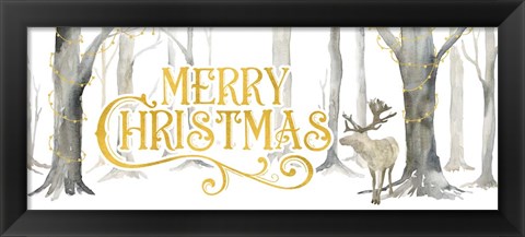 Framed Christmas Forest panel I-Merry Christmas Print