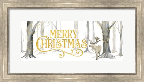 Framed Christmas Forest panel I-Merry Christmas Print