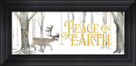 Framed Christmas Forest panel II-Peace on Earth Print