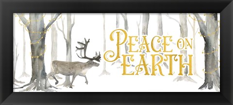 Framed Christmas Forest panel II-Peace on Earth Print