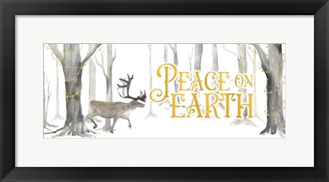 Framed Christmas Forest panel II-Peace on Earth Print