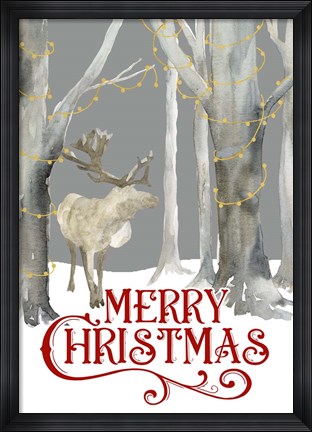 Framed Christmas Forest portrait I-Merry Christmas Print