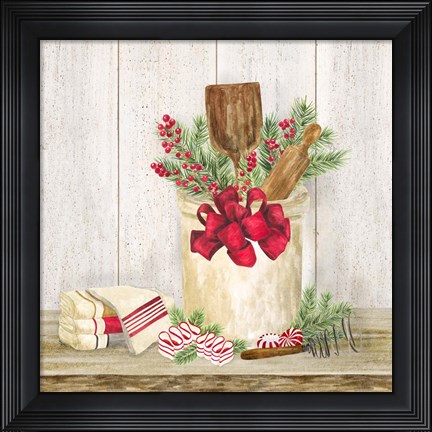 Framed Christmas Kitchen I Print