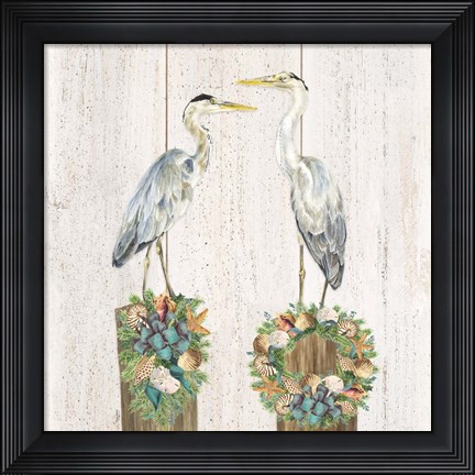 Framed Christmas on the Coast Aqua I Print