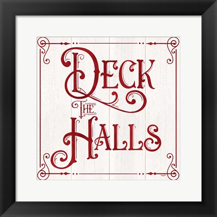 Framed Vintage Christmas Signs II-Deck the Halls Print