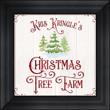 Framed Vintage Christmas Signs VI-Tree Farm Print