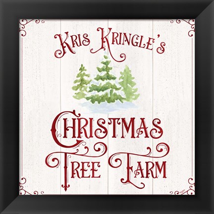 Framed Vintage Christmas Signs VI-Tree Farm Print