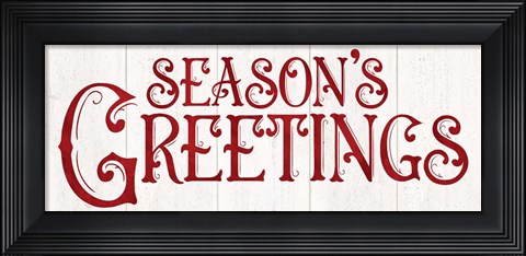 Framed Vintage Christmas Signs panel II-Seasons Greetings Print