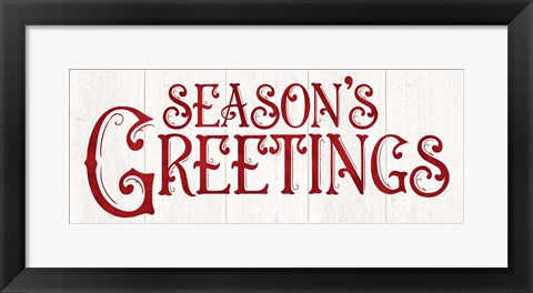 Framed Vintage Christmas Signs panel II-Seasons Greetings Print