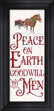 Framed Vintage Christmas Signs panel III-Peace on Earth Print