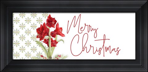 Framed Merry Amaryllis panel I Print