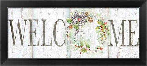 Framed Holiday Gingham Wreath panel II Print