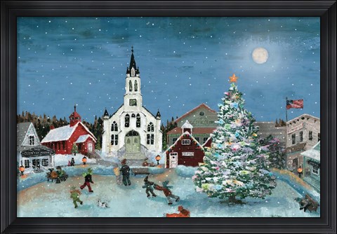 Framed Christmas Scene-Moon Print