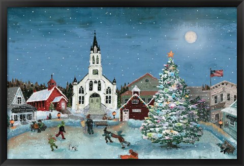 Framed Christmas Scene-Moon Print