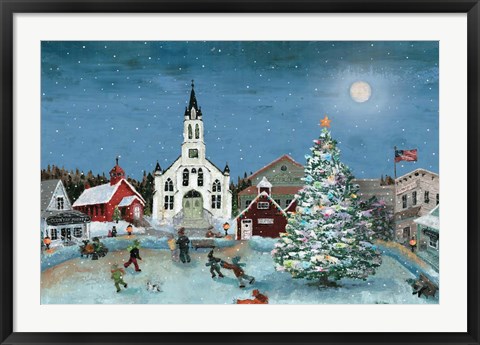 Framed Christmas Scene-Moon Print