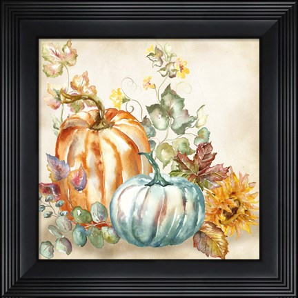 Framed Watercolor Harvest Pumpkin I Print