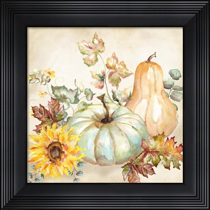 Framed Watercolor Harvest Pumpkin II Print