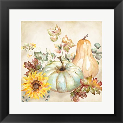 Framed Watercolor Harvest Pumpkin II Print