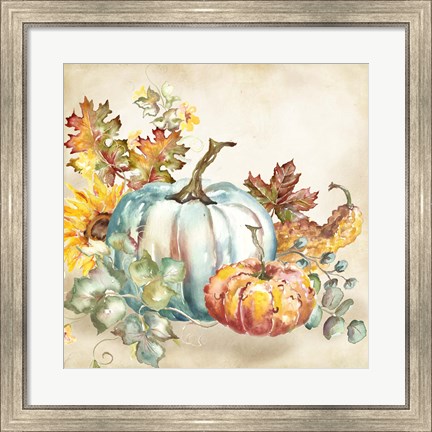 Framed Watercolor Harvest Pumpkin III Print