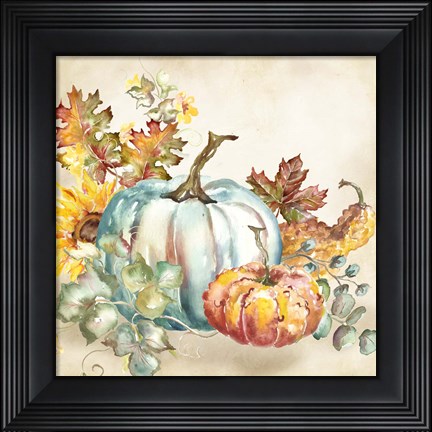 Framed Watercolor Harvest Pumpkin III Print